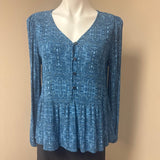 Style & Co Blue Long Sleeve Button-Up Top
