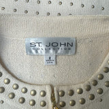 ST. JOHN COLLECTION Cream Cardigan with Decorative Studs