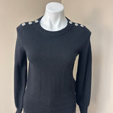 J. CREW Black Sweater with Embellished Shoulders