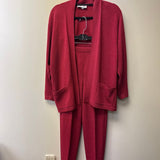 ST. JOHN Women's Red Cardigan and Pants Set
