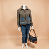 BROWN WHITE TWEED JACKET SZ L